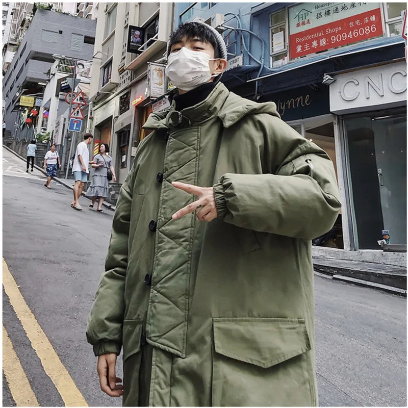 2018 зимнее изысканное корейское стильное толстое длинное хлопковое пальто с