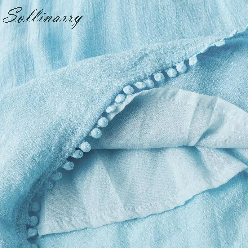Sollinarry Мода без бретелек Boho Летний комбинезон для женщин с оборками повседневные