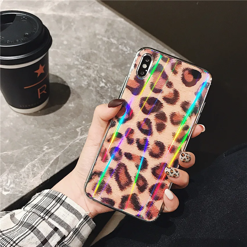 Аврора Гальваническое стекло леопардовый узор для iphoneXS Max 6 7 8 чехол мобильного