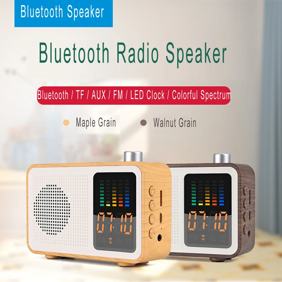 Ретро деревянный Bluetooth fm-радио динамик HIFI беспроводной громкоговоритель 3D