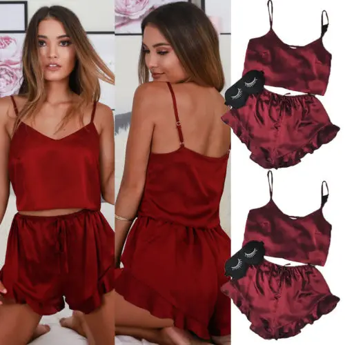 Новинка 2019 комплект винно красного нижнего белья женское атласное нижнее белье