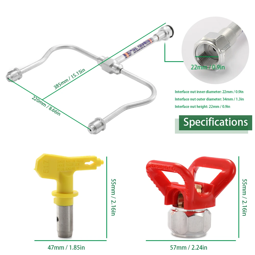 

Professional Airless Spray Gun Accessories Airless Sprayer Airbrush Tool Kit Contains One Extension Rod Two Nozzles Power Tool