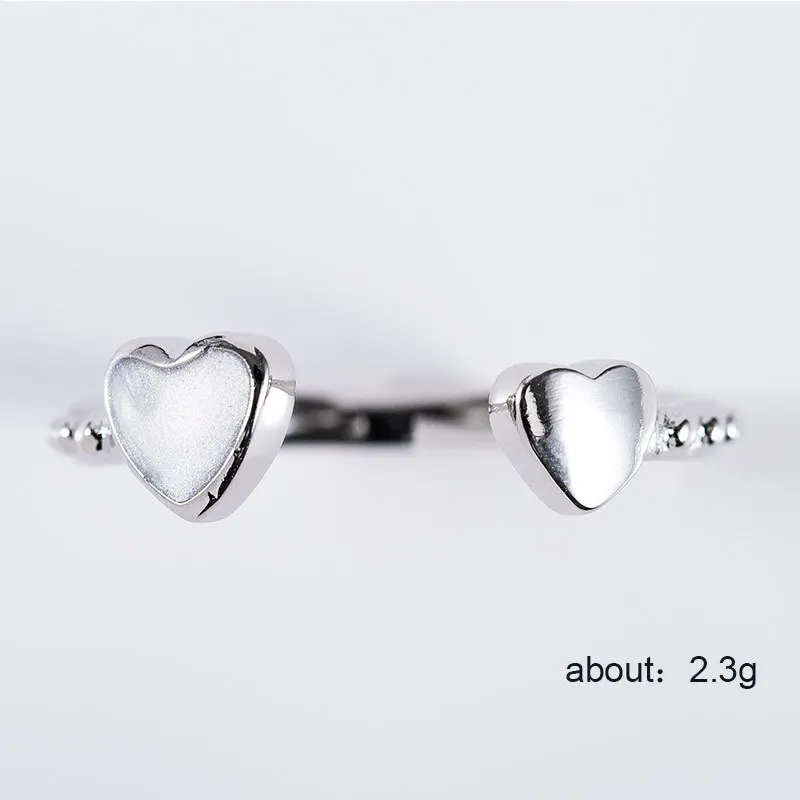 

Huitan Open Ring with Love Heart Design Best Valentines Gift Silver Plated Engagement Wedding Anniversary Rings for Women