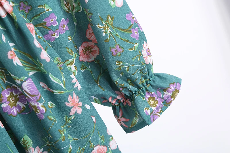 MoYan Women Floral Print Dress Stand Collar Bow Slim Elastic Waist Chiffon Female Vestidos 2018 Autumn Knee-length | Женская одежда
