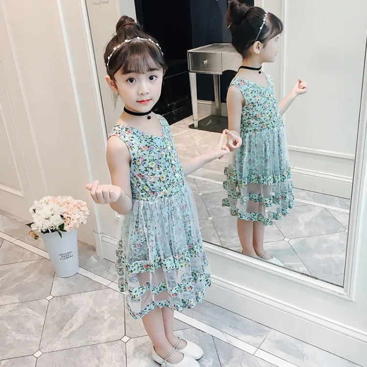Платье для девочек детская одежда новое Летнее Детское платье без рукавов милое