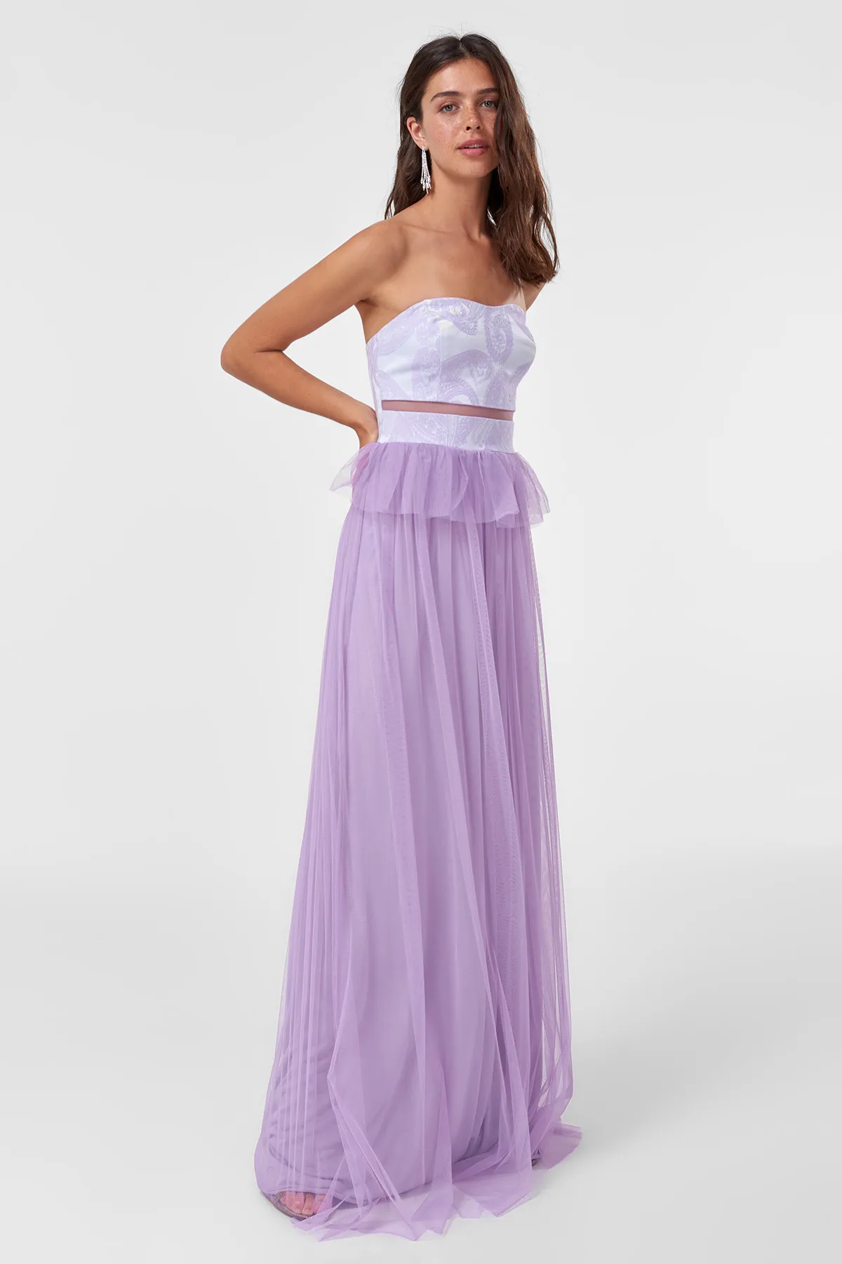 Вечернее Прозрачное платье Trendyol Lila модель 19ut0002 | Женская одежда