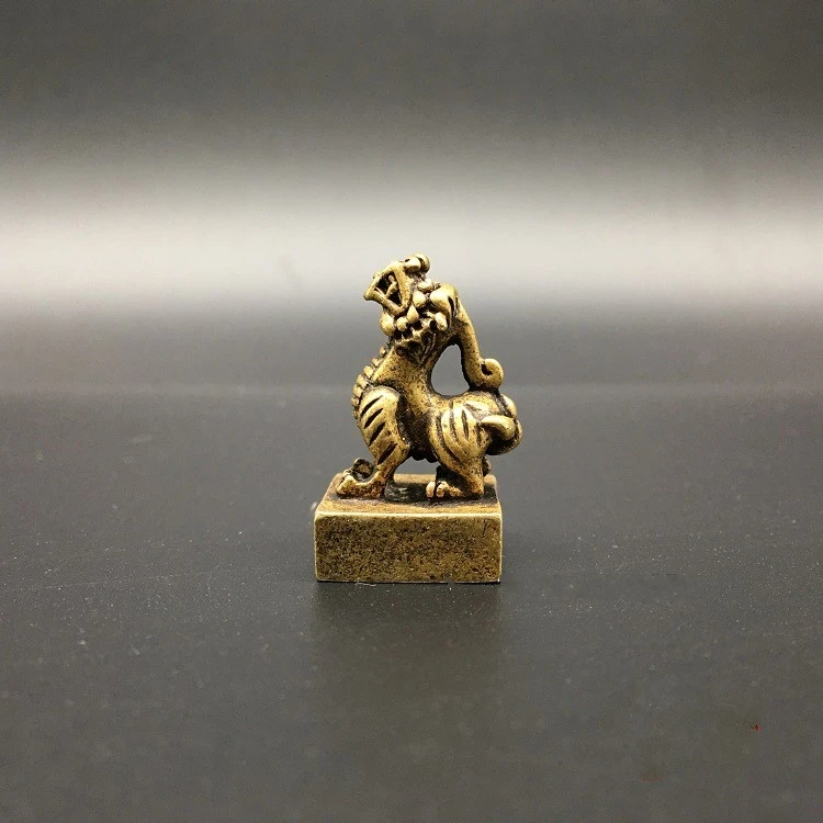 Собранные китайские латунные Резные животные Kirin Seal изысканные маленькие