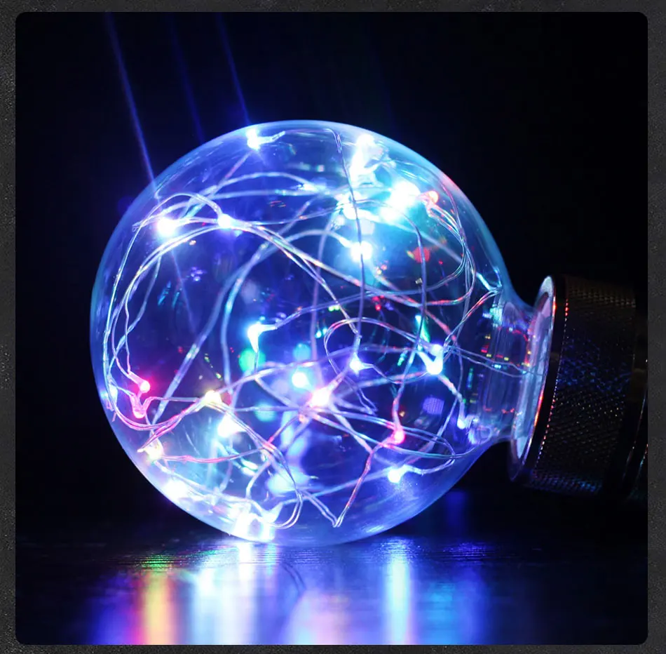 Круглые светодиодные лампы лампочка эдисона RGB мигающий медный провод