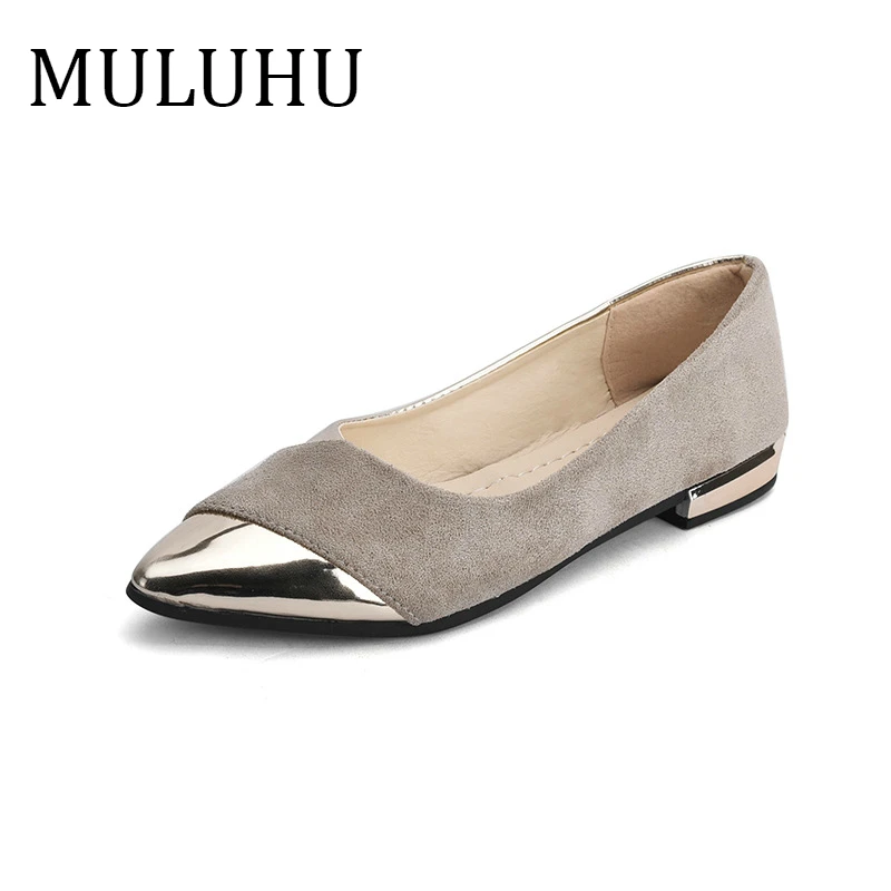MULUHU 2019 Весенние новые женские туфли на плоской подошве с острым носком удобные