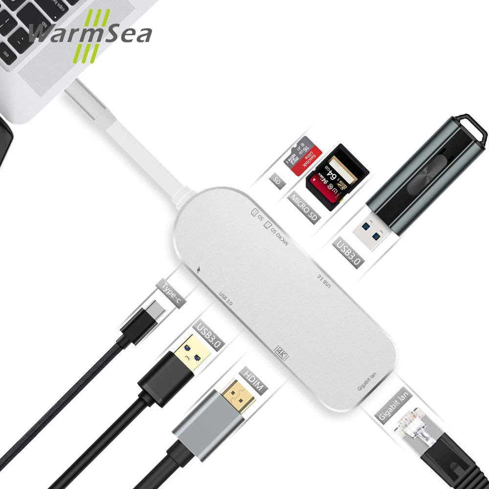 Usb type C концентратор Thunderbolt 3 адаптер USB 0 с 4 K HDMI мощность PD SD TF кардридер удлинитель