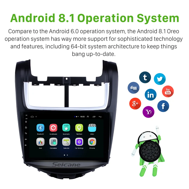 Seicane Android 8 1 Автомобильный GPS Радио мультимедийный плеер для 2014 Chevy Chevrolet Aveo