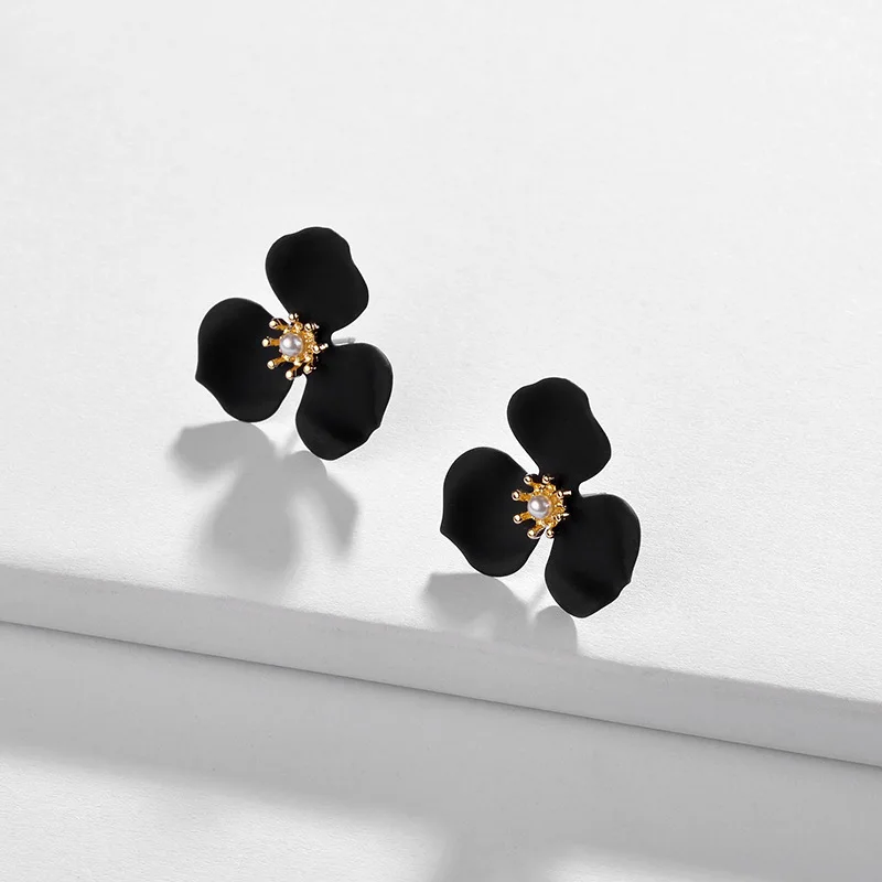 5 матовый крашеный цветок лепестки серьги гвоздики резиновое покрытие шпильки