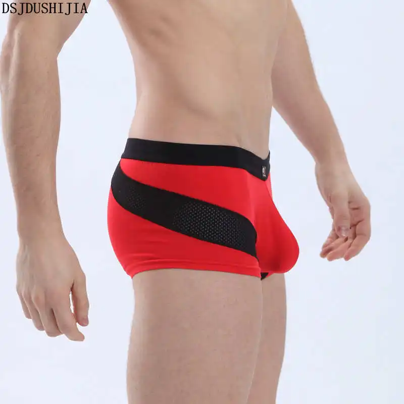 7Pcs Cotton Underwear Sexy Mesh Boxer Shorts Mens Patchwork Penis Pouch Boxers U Bulge Fetish Low Waist Trunks Underwear S-XL