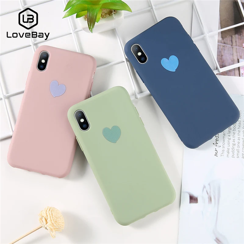 Lovebay Phone Case For iPhone 6 6s 7 8 Plus X XR XS Max Cartoon Love Heart Candy Colors Soft TPU Silicon |