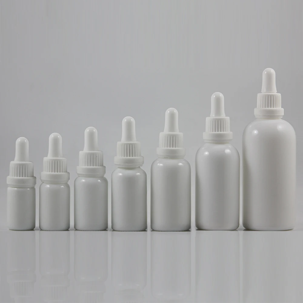wholesale 50pcs 100ml white round shaped dropper bottle , empty white color  100 ml  glass dropper container for essential oil