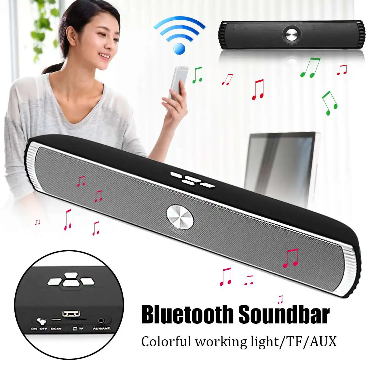 CLAITE D007 яркая Беспроводной стерео Bluetooth Саундбар Главная Настольный динамик с