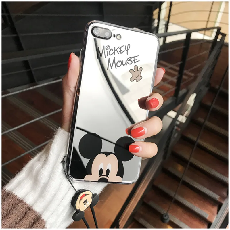 Чехол для телефона iPhone 7 6S 6 5 8 плюс Slim Silicone мультяшное Зеркало Полный Защитная