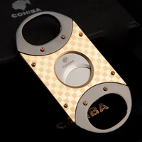 cohiba double blade gold plated cigar punch cutter stainless steel pocket zigarre cigarette knife cuban smoking guillotine 351hl