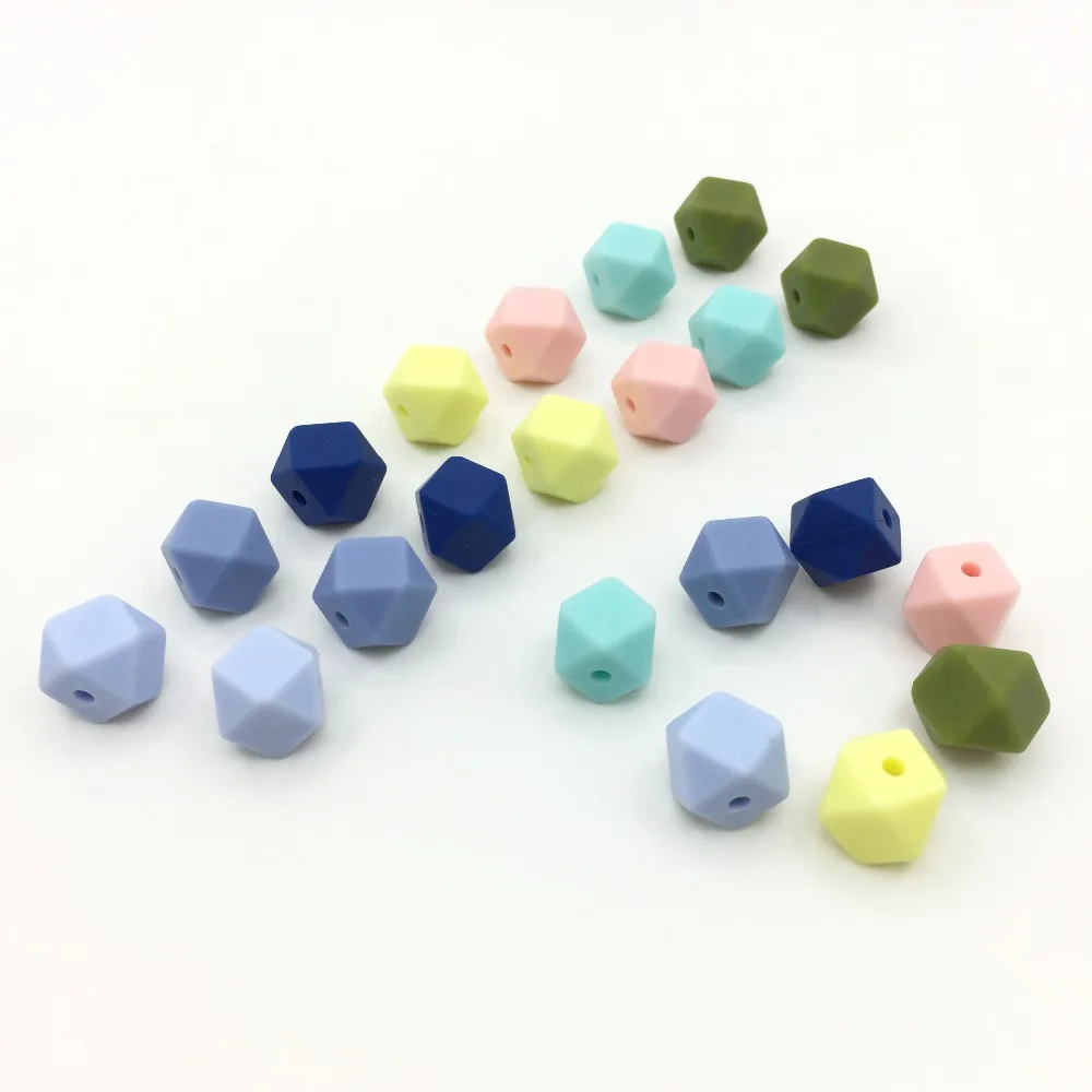 

100pc Hexagon Silicone Beads Teething 13mm Baby Biting Bead Teeth Necklace Bead Diy Chewable Silicone Denticion Jewelry
