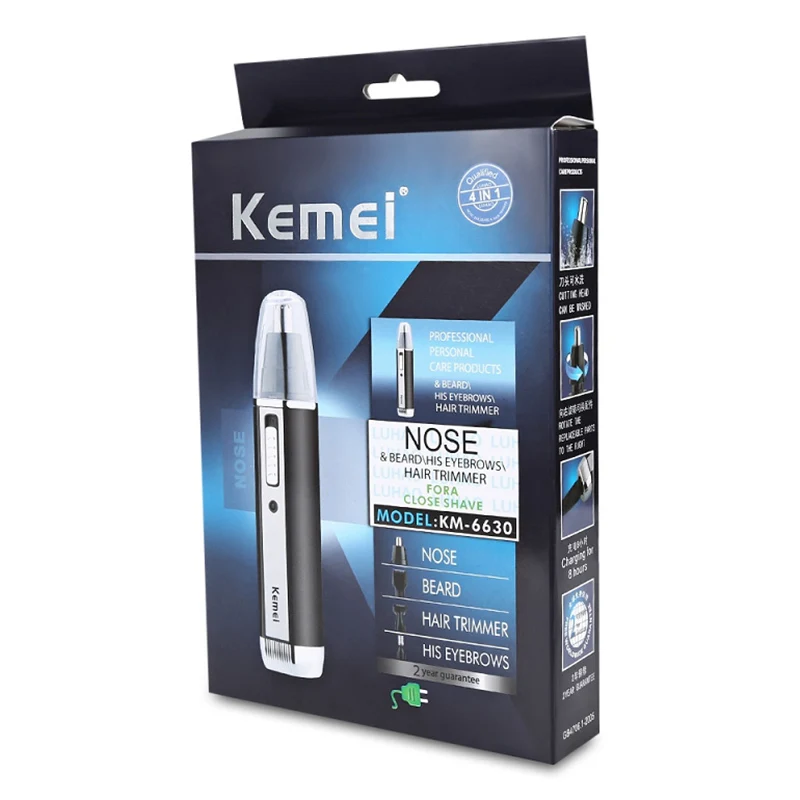 Kemei KM 6630 4 в 1 Professional Электрический перезаряжаемый нос и ушной триммер для волос