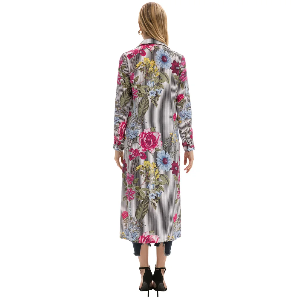 Retro 50s LADIES Women Long Shirt Floral Striped Top Collar Chiffon Dress Blouse | Женская одежда