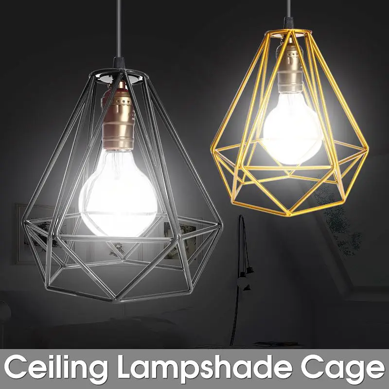 

Best Price Lampshade Modern Lamp Cover Loft Industrial Edison Metal Wire Frame Ceiling Pendant Hanging Light Lamp Cage Fixture