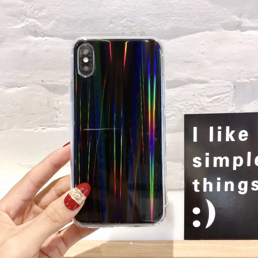 Лазерный чехол для iPhone X XSMax XR с блестками Aurora Rainbow IMD 6 S 7 8 Plus 5 5S SE shell #4 |