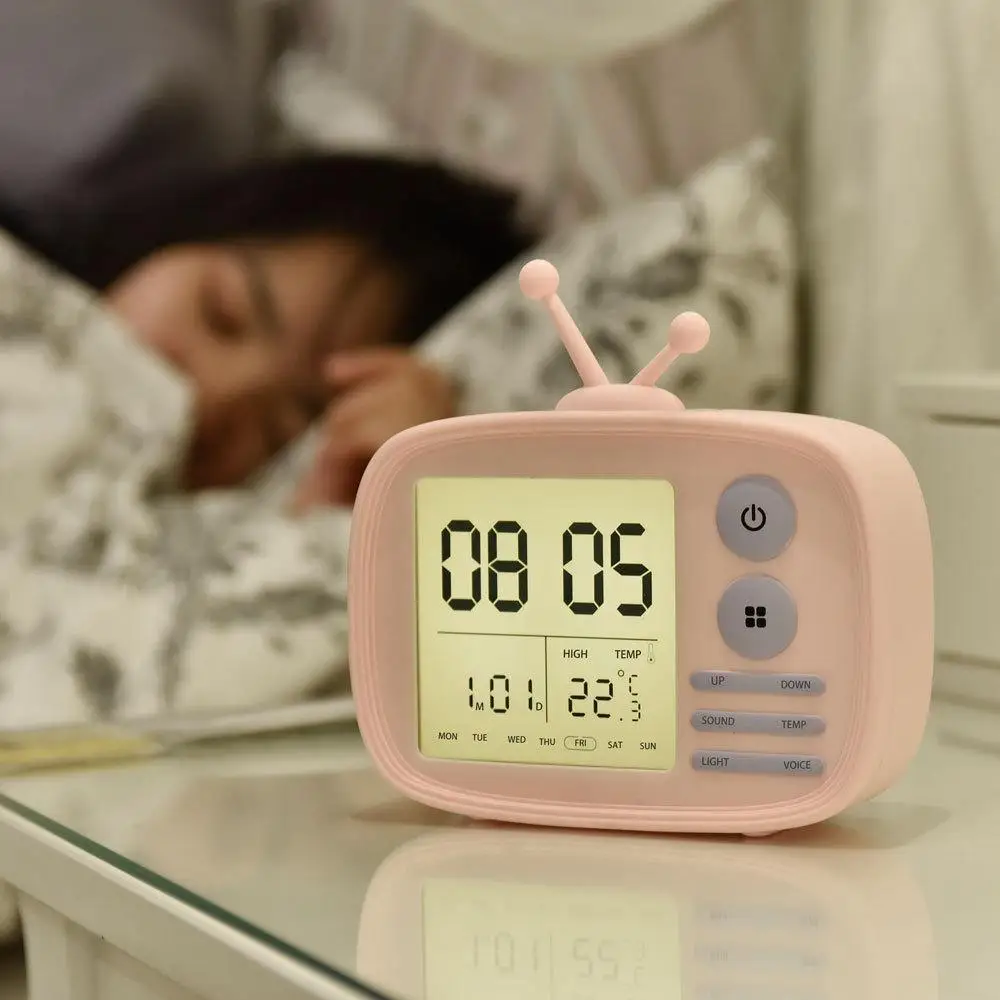 Симпатичный USB цифровой зарядный будильник Ретро телевизионная форма