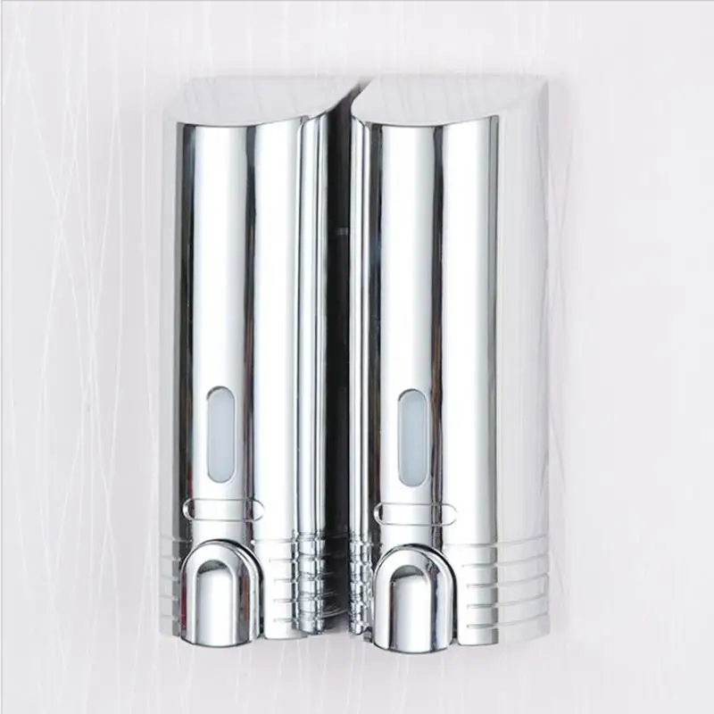 

Wall Double Soap Dispenser Electroplating Plastic Shampoo Conditioner Shower Gel Dispenser For Homes Hotels Schools Hospitals