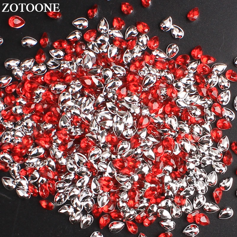 ZOTOONE 100 шт. 4*6 мм красный падение Форма Акрил ногтей Клей для страз на Pointback