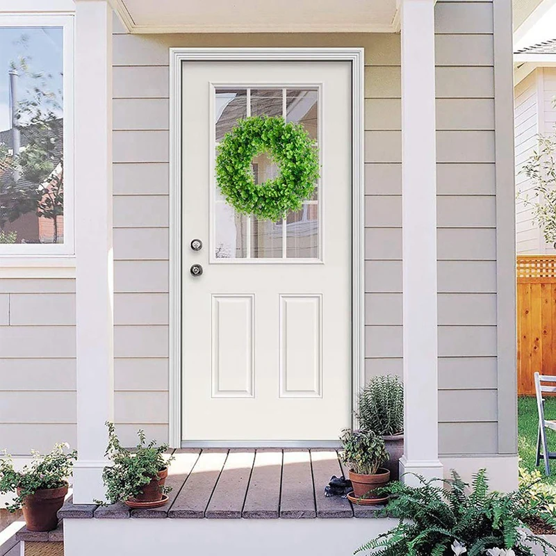 Искусственный венок из зеленых листьев эвкалипта травы Милано-17 дюймов