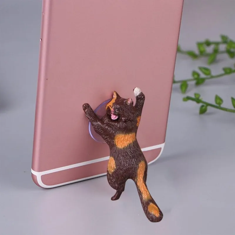 Cute Cartoon Cat Phone Holder Car Mount Sucker Bracket Simulation Animal Universal For Sumsung iPhone X 8 7 6s 6 Wholesale | Мобильные