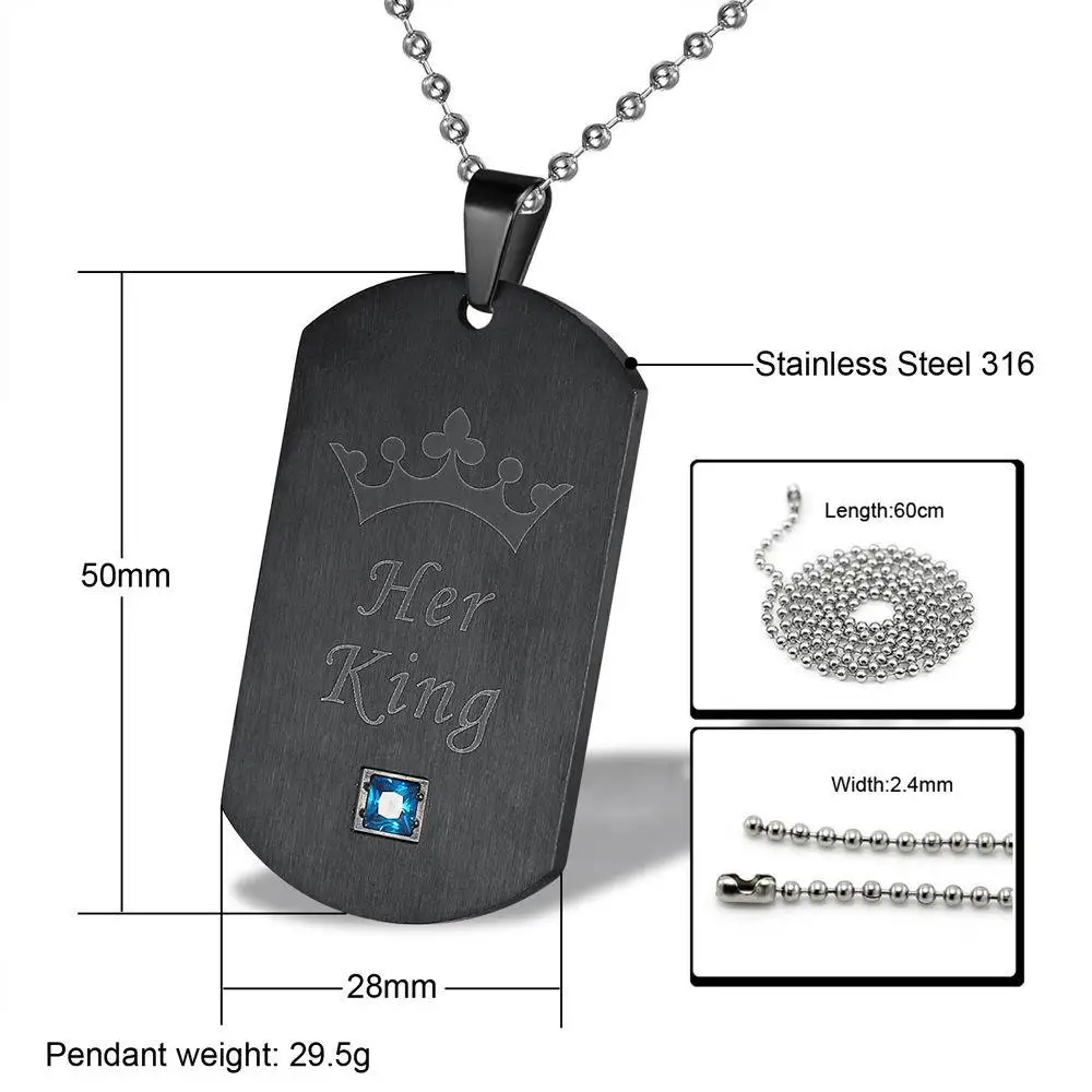 2019 ее король и его королева Пара Ожерелья для влюбленных кулон Модные ювелирные