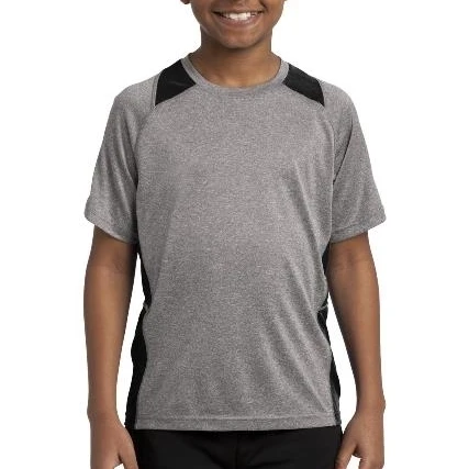 Спорт-Tek YST361 Youth Heather Colorblock Contender Tees Винтаж Хизер и черный-очень большой |