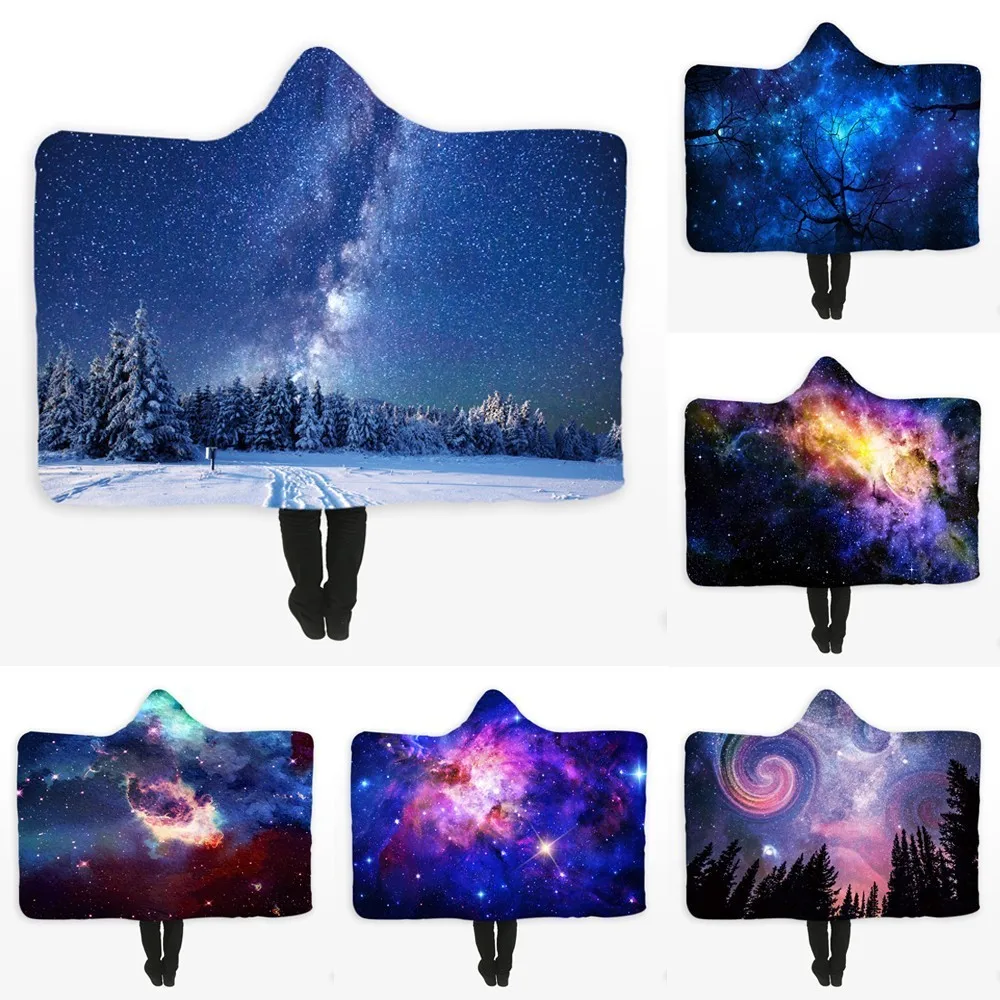 Звездное небо одеяло с капюшоном кондиционер покрытие накидка Волшебная Сиеста