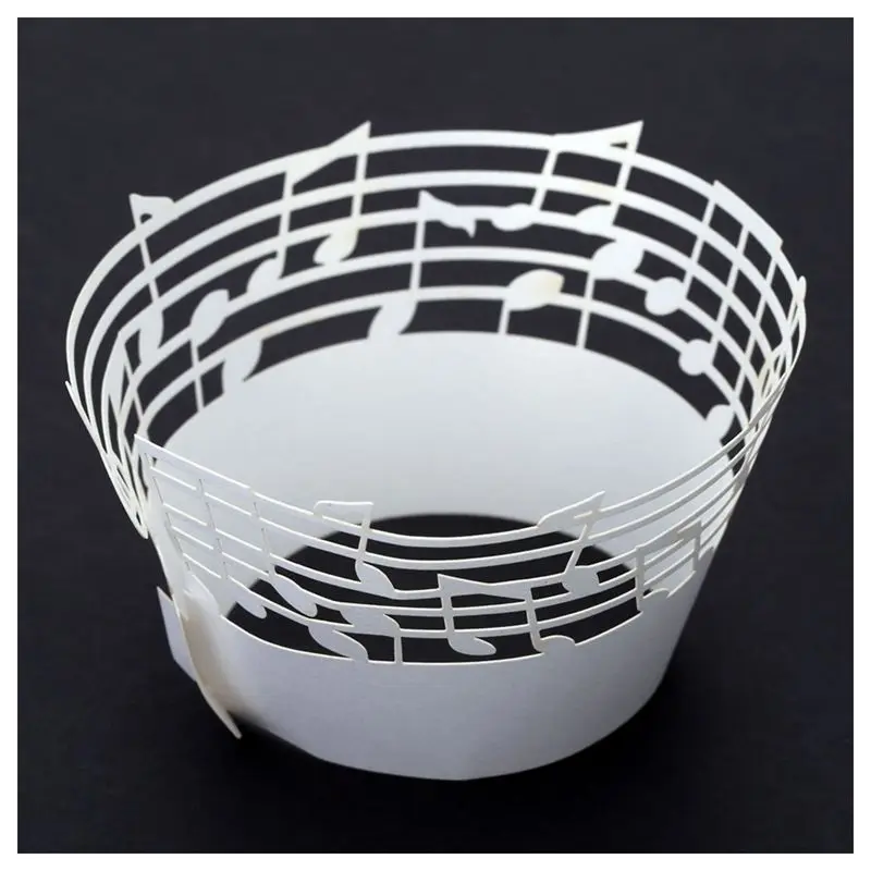 New 60Pcs кружева Маффин случае кекс бумажный подстаканник музыкальные ноты шаблон