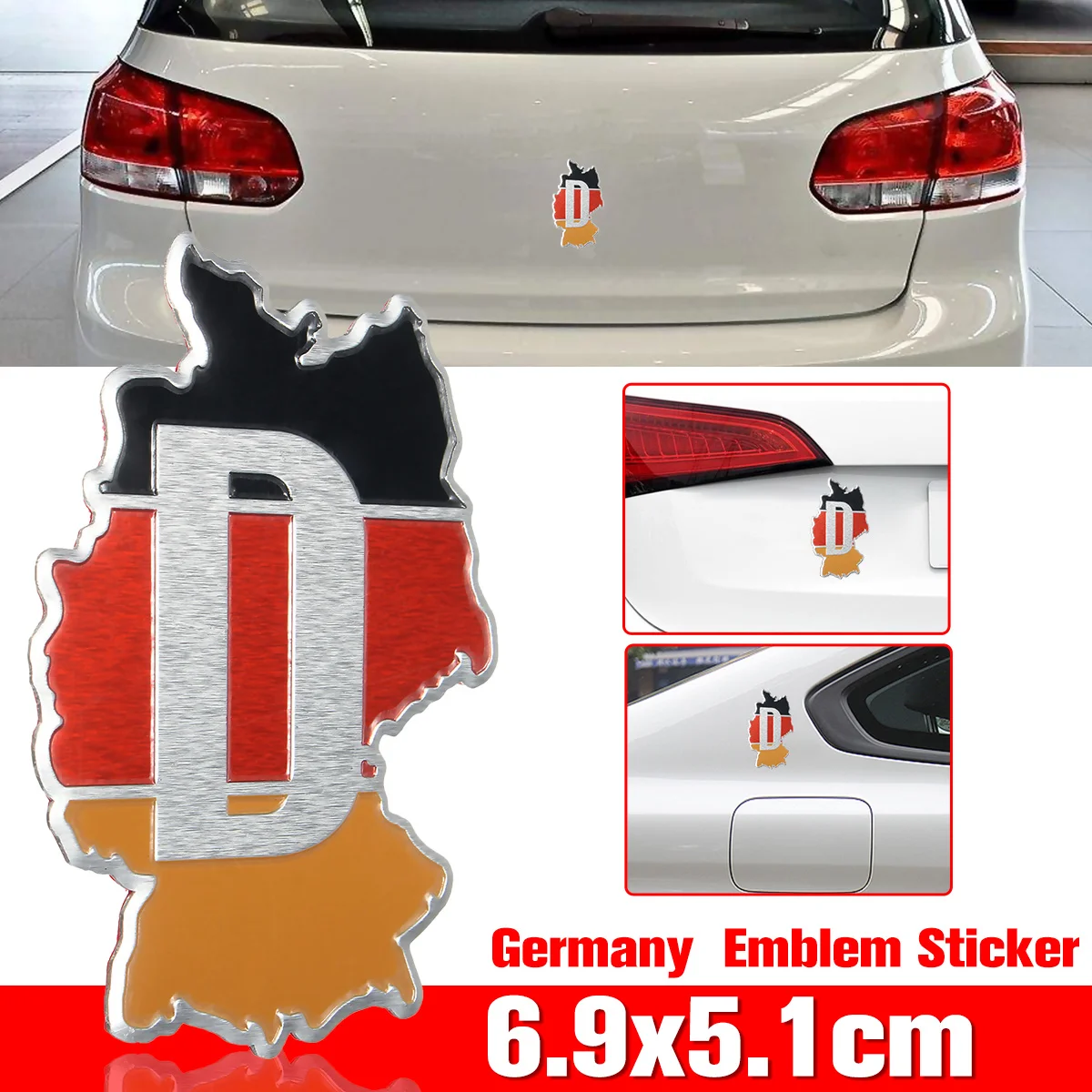 3D универсальная алюминиевая Автомобильная наклейка Немецкий флаг эмблема