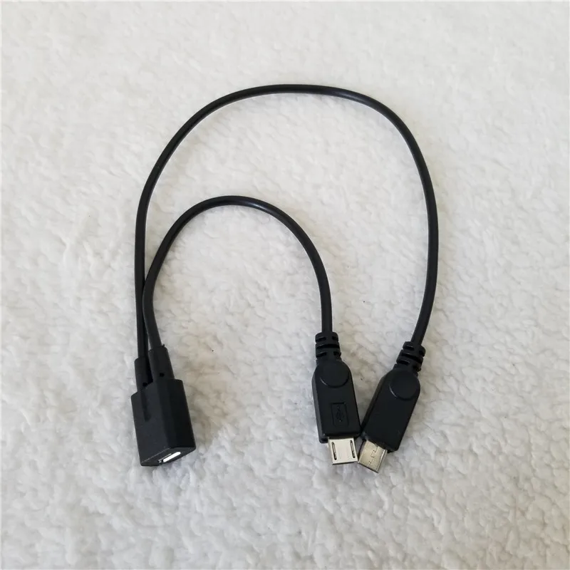 Micro USB Женский к двойному штекерному адаптерному кабелю от 1 до 2 разветвитель