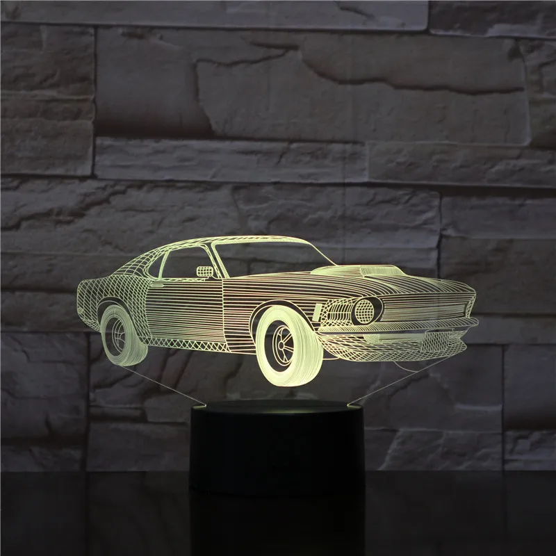 Новинка крутой современный автомобиль 3D светодиодный светильник ночник 7 цветов