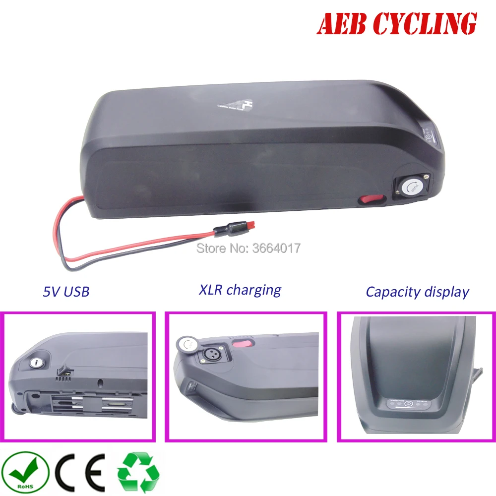 

Free shipping Hailong-plus down tube ebike battery case 65 Pcs 18650 cells ebike USB shark battery case for fat tire bike