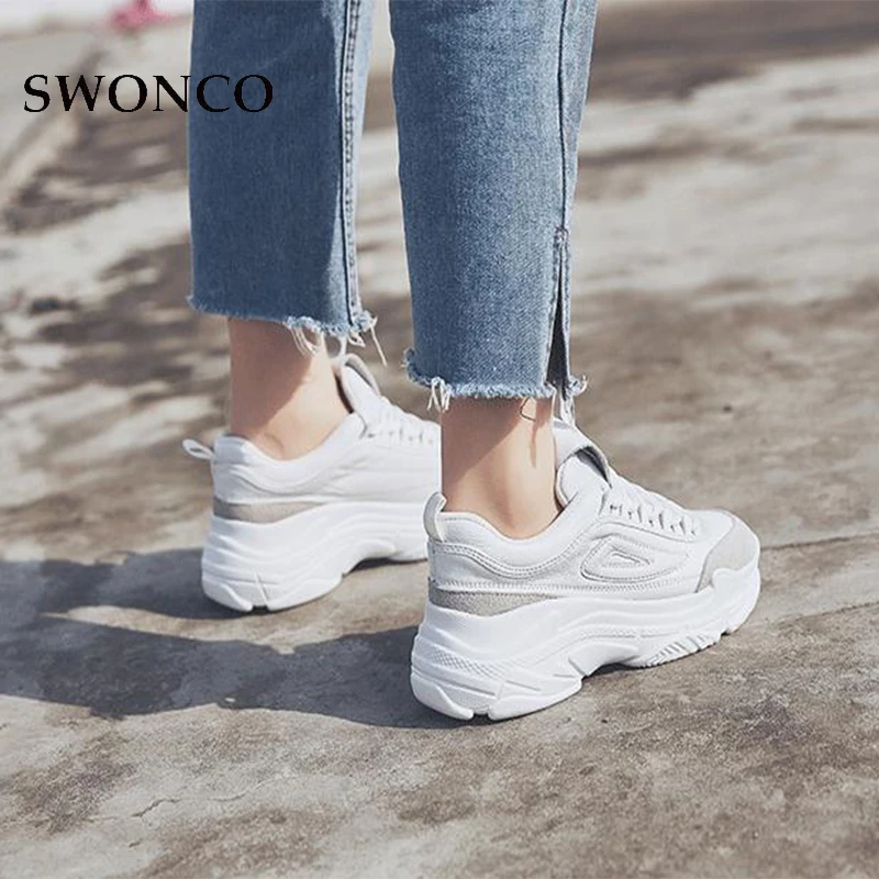 SWONCOW/белые туфли женские кроссовки на платформе новинка 2019 года весенние
