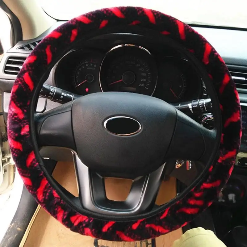 Зимняя мягкая эластичная рулевая обложка с плюшем для автомобиля, теплая, диаметром 36/38/40 см, защитный аксессуар для рулевого колеса автомобиля