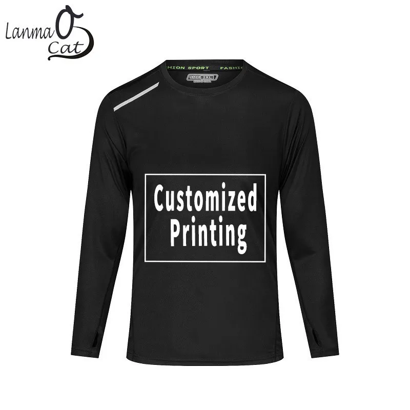

Lanmaocat Dry Fit Men Running Shirts Custom Men's T-shirts With Print Man Long Sleeve Tee Shirt Sport Wear 4XL Free Shipping