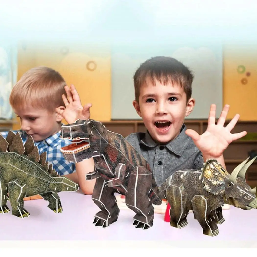Детские образовательные игрушки мультфильм Динозавр 3D бумажный пазл Сборная