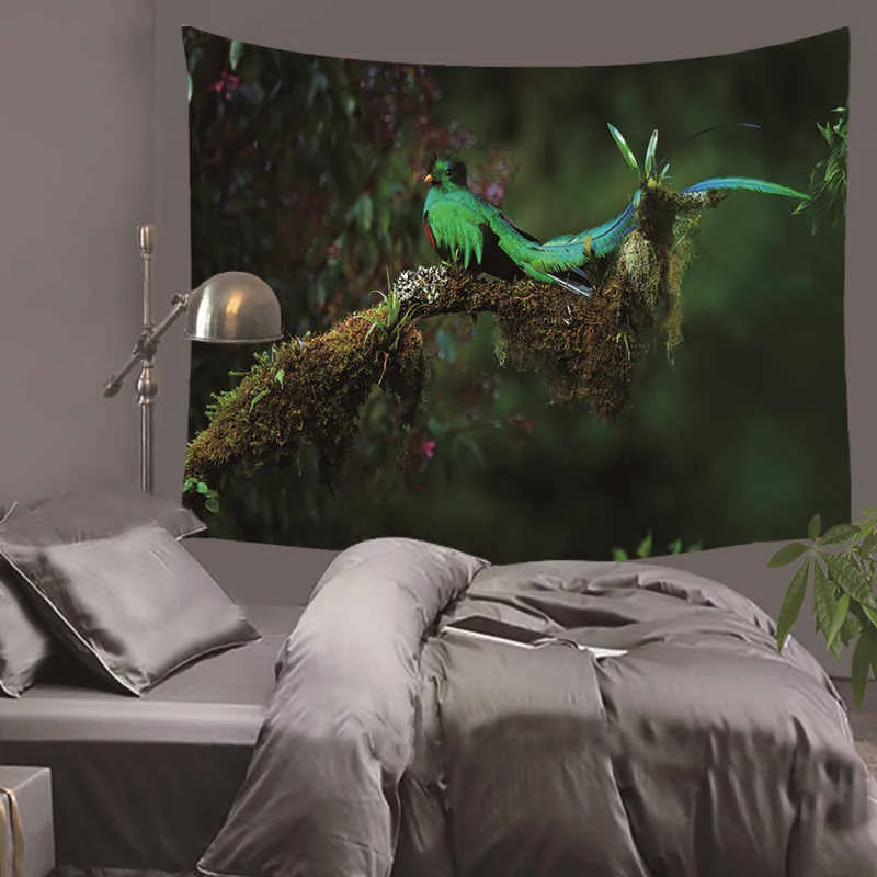Полиэстер большой прямоугольный милый животный грэи настенный гобелен птица