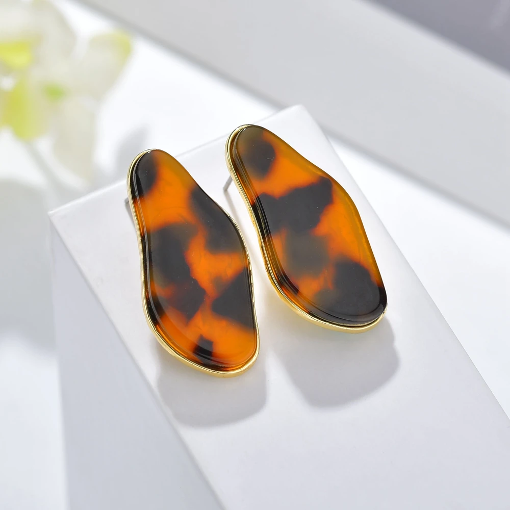 Женские серьги из акриловой смолы с леопардовым принтом ацетатные в форме сердца