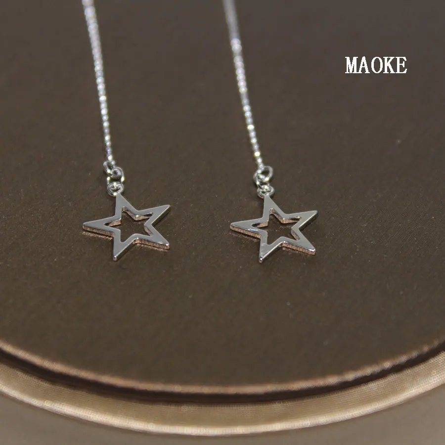 

Promotions S925 SV Beads Chain Star Ear Line Simple Small Fresh Hollow Long Ear Line Fashion Jewelry for Women's Gifts