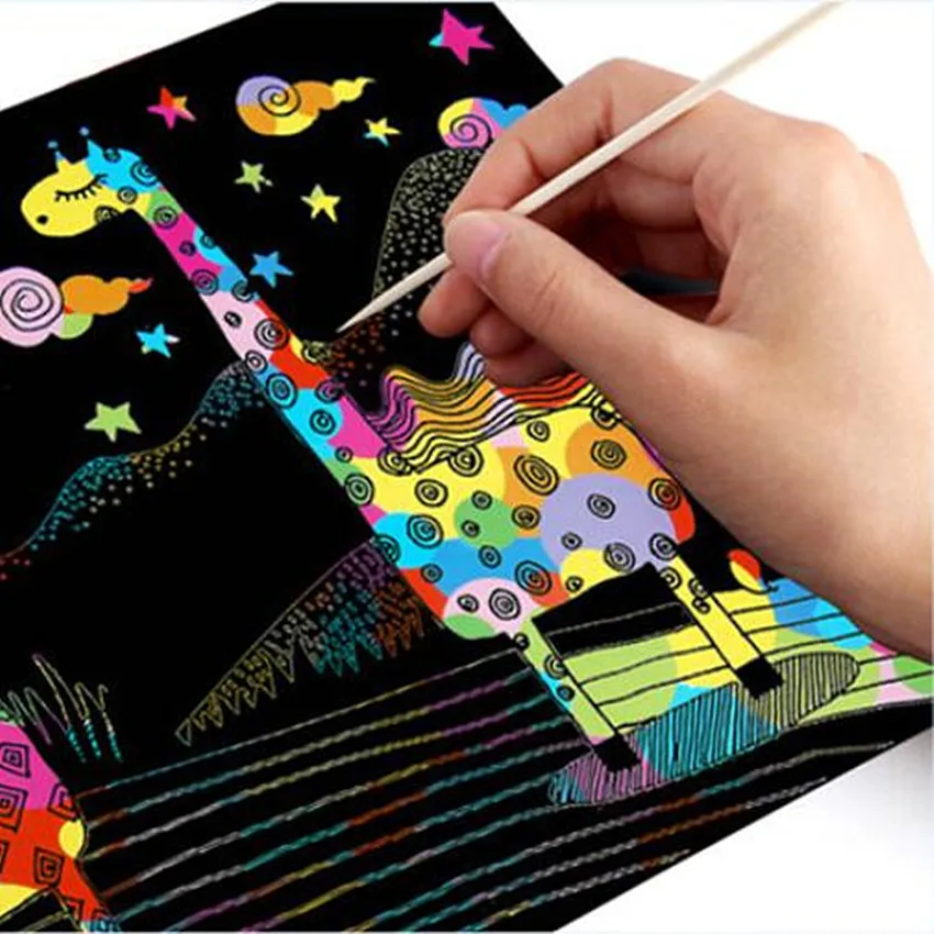 10 шт. DIY Монтессори игрушки для рисования бумага скретч арта с полым рисунок