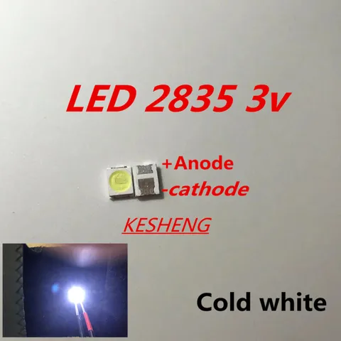 J-Fi 1 W 2835 3 V SMD светодиодный 3528 88 лм, бесплатная доставка для телевизора/ЖК-дисплея, 1000 шт.