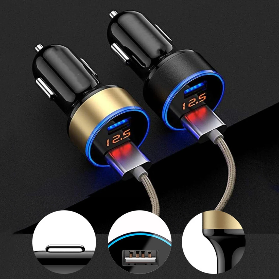Автомобильное зарядное устройство с двумя USB портами 3 1 А 12 24 В|Зажигалка| |